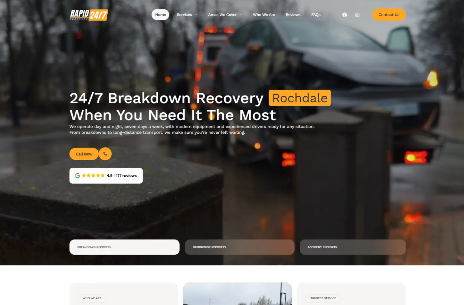 Rapid 24/7 breakdown recovery website
